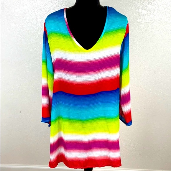 j. valdi Other - 🌺8/$25 Bright Multi Striped Swim Cover Up